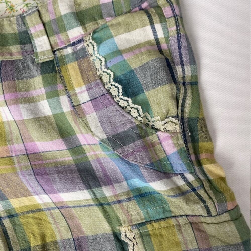 Derek Heart Plaid Cargo Bermuda Shorts Lace Trim Cottagecore Grunge Size M - Picture 9 of 10